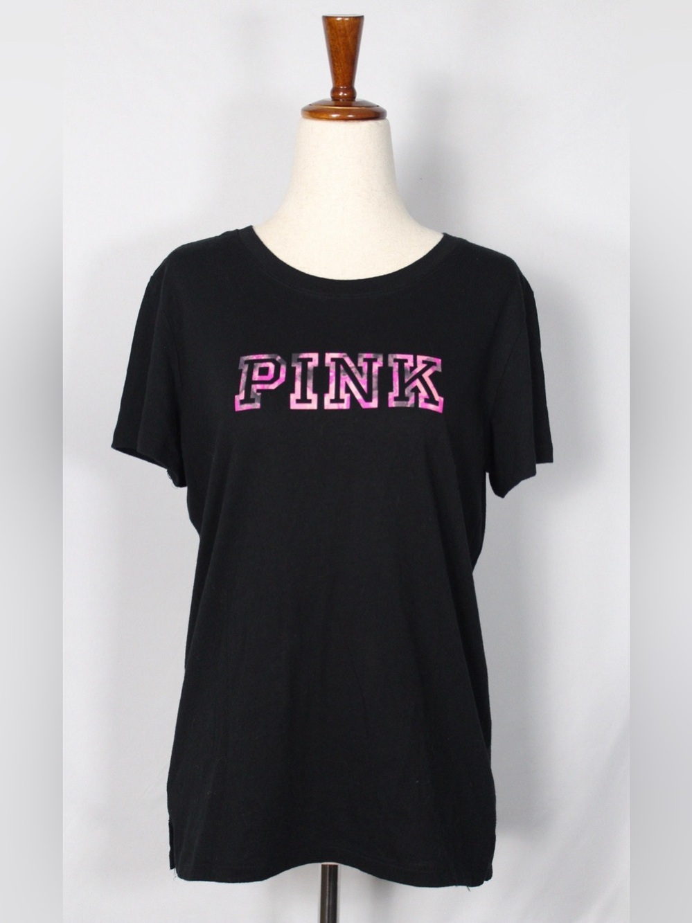 PINK Victoria's Secret Black Tee with Pink Logo Letters